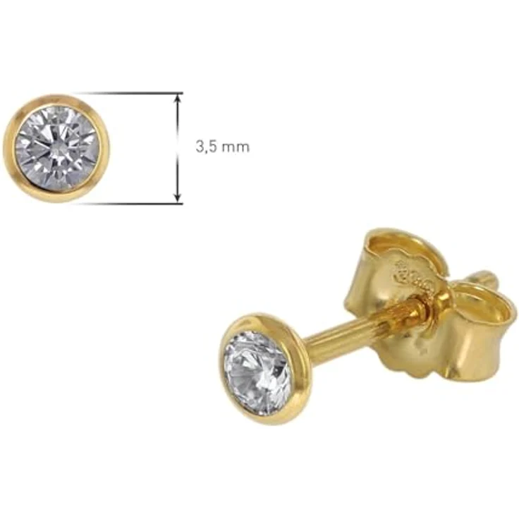 trendor 86304 Ohrstecker 333 Gold mit Zirkonia, 3,5 mm, poliert, für Damen und Herren, Made in Germany, Geschenkverpackung – Bild 5