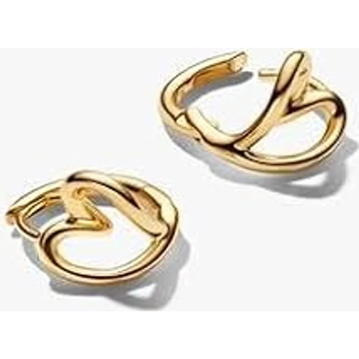 Pandora Essence, Kleine Creolen aus 14 Karat vergoldeter Metalllegierung mit organisch geformtem Herz, klappbar – Bild 2