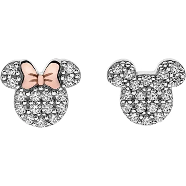 Disney Kinderohrringe Mickey Mouse, 925er Silber mit 22 Zirkonia, 0,75 cm x 0,85 cm, One Size, Geschenkverpackung – Bild 1