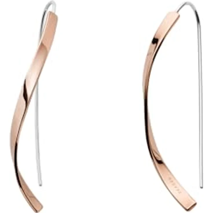 Skagen Damen Edelstahl Ohrringe, Roségoldfarben, Ohrbügelverschluss, Tropfenlänge 50mm – Bild 3