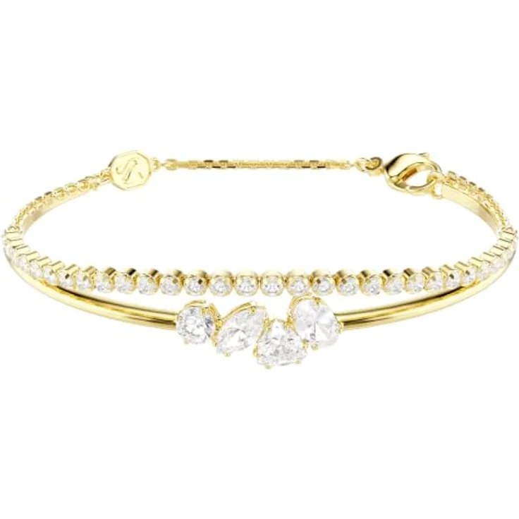 Swarovski Mesmera Armband, 17 cm, gemischter Schnitt, Weiß, 18 kt Gold-Finish, Karabinerverschluss – Bild 1