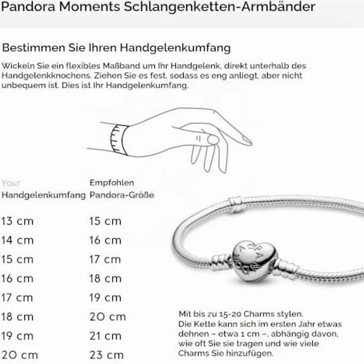 Pandora Charm-Armband 925er Silber mit Herzverschluss, Modell 590719, in verschiedenen Längen (18-21 cm) – Bild 6