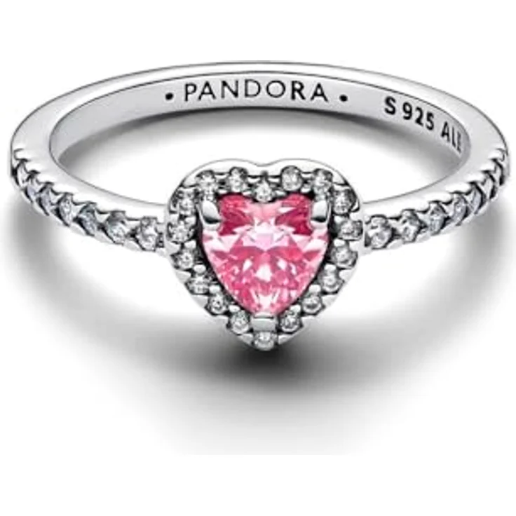 PANDORA Damenring Erhabenes Herz, pink mit Zirkonia, Ringgröße 50/15,9 – Bild 3