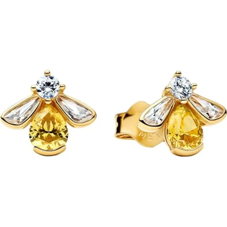 Pandora Damen-Ohrringe Ohrstecker Honigbiene mit Zirkonia, goldfarben, 264559C01