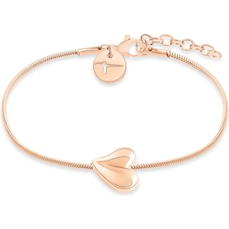 Tamaris Bracelet - Elegantes Armband aus poliertem Edelstahl in IP Roségold - Verstellbare Schlangenkette bis 21 cm - wasserfest & hautfreundlich
