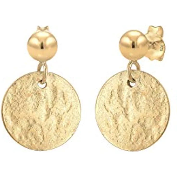 Elli Ohrhänger Plättchen Gehämmert, Vintage Antik Look in 925 Sterling Silber, anlaufgeschützt, handgefertigt