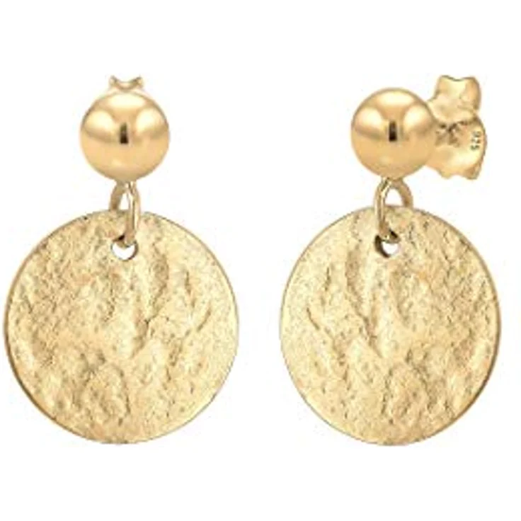 Elli Ohrhänger Plättchen Gehämmert, Vintage Antik Look in 925 Sterling Silber, anlaufgeschützt, handgefertigt – Bild 1