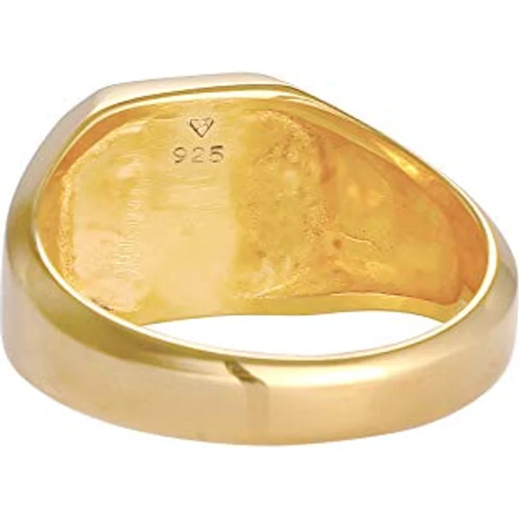Kuzzoi Goldener Siegelring Herrenring Achteck mit schwarzer Emaille, 925 Sterling Silber vergoldet, 10 mm breit, Ringgröße 56 – Bild 4