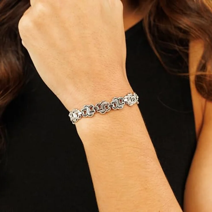 BOSS DOUBLE B STRAND Damen-Armband aus Edelstahl mit Doppel-B Charms, 172 mm lang, Klappverschluss mit graviertem Logo – Bild 3