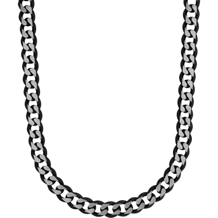 s.Oliver Herren Halskette, Edelstahl IP Schwarz, 50 cm lange Panzerkette, 8 mm breit – Bild 2
