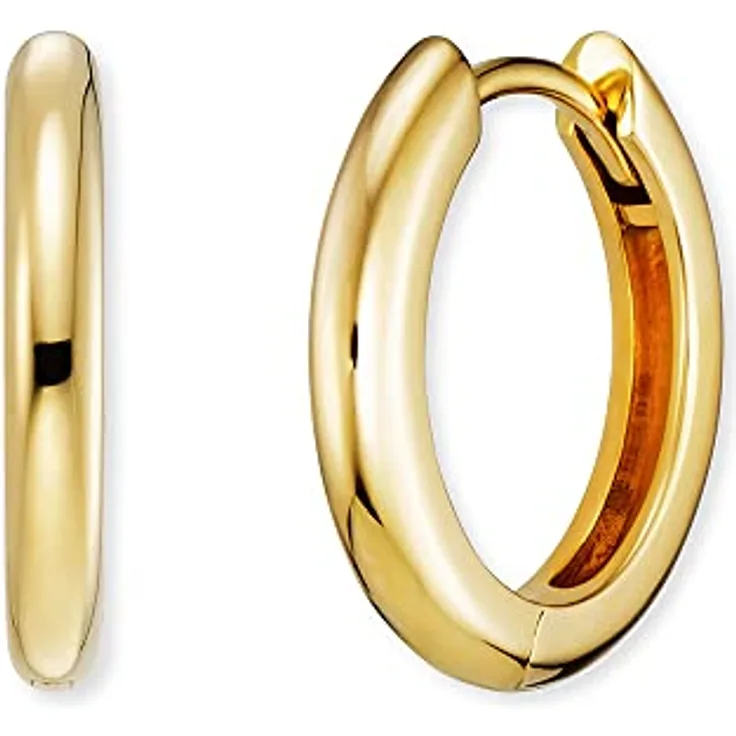 Engelsrufer Creolen ERE-LOLA-G-CR-16, Frauen-Hoops aus 925er Silber, vergoldet in Gelbgold, Durchmesser 16 mm, mit Clipverschluss