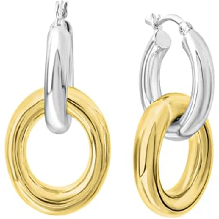 Celesta Damen Creolen 925/- Sterling Silber, glänzend 3,0 cm mit abnehmbaren Einhängern – Bild 1