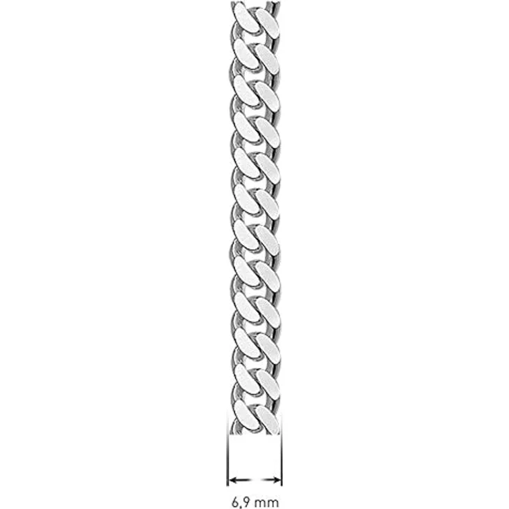 trendor Armband für Männer 925 Silber Massiv Panzerkette, diamantierte Flachpanzerkette 6,9 mm, 21 cm, mit Karabinerverschluss, Made in Germany – Bild 5