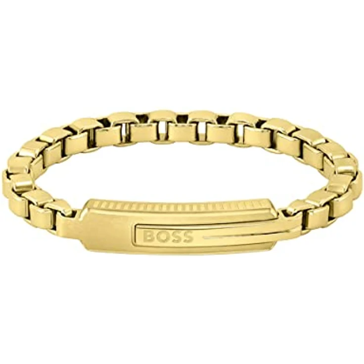 BOSS Jewelry Gliederarmband für Herren Kollektion ORLADO, gebürsteter Edelstahl mit hell-gelbgoldener IP-Beschichtung, 19 cm, magnetischer Verschluss – Bild 1