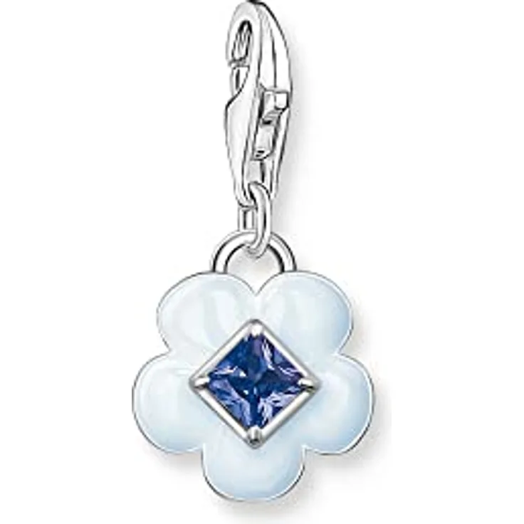THOMAS SABO Kettenanhänger Damen-Charm aus 925er Silber mit vergoldetem, roten Glasstein, 2,2 cm