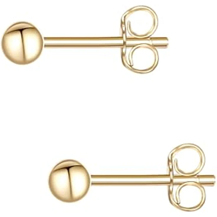 Glanzstücke München Damen Ohrstecker 925/- Sterling Silber gelbvergoldet, moderne Silberohrstecker mit Kugel, 3 mm Höhe, in Geschenkverpackung – Bild 2