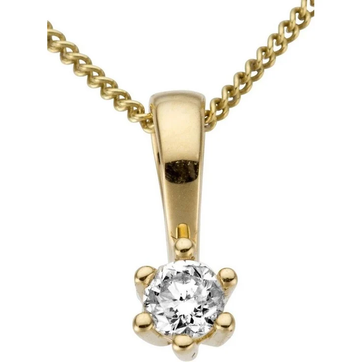 Firetti Kettenanhänger Solitär, Gold 750 mit Brillant in Krappenfassung, elegant und feminin