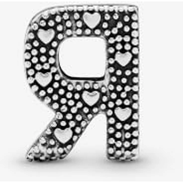 Pandora 797472 Charm Buchstabe R, Bead aus 925/- Sterlingsilber mit Herzen, geschwärzt, Größe 9 x 10 mm – Bild 8
