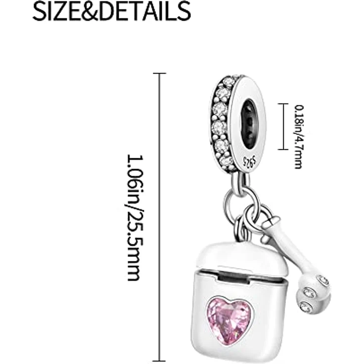 Pandach Damen Charm Anhänger, 925 Sterling Silber mit Zirkonia-Steinen, passend für Armband und Halskette, kompatibel mit europäischen Charms – Bild 5