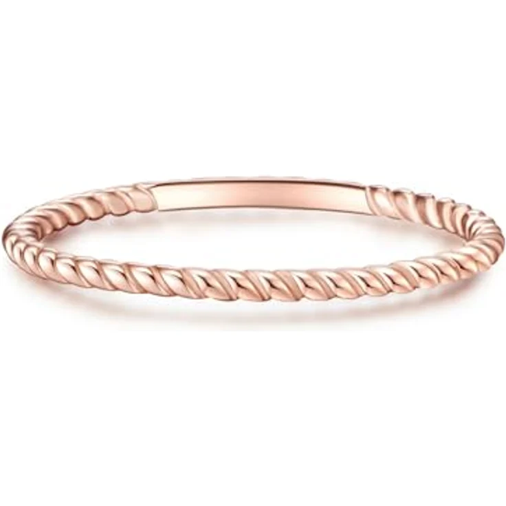 GLANZSTÜCKE MÜNCHEN Damen-Ring 925/- Sterling Silber rosévergoldet, gedreht, 1,4 mm schmal, Steckring für elegante Stapellooks – Bild 1
