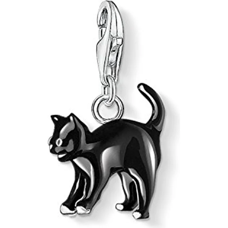 Thomas Sabo Charm-Anhänger Katze schwarz, 925 Sterling Silber mit Karabinerhaken für Charm-Armbänder – Bild 1