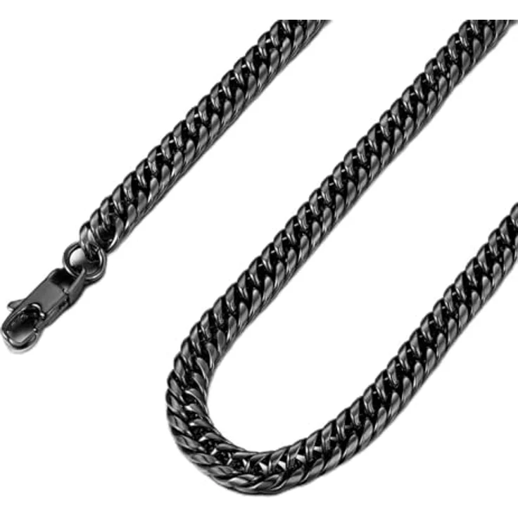 FindChic Massiv Panzerkette schwarz, Herren Edelstahl Halskette 6mm, Cuban Link Design, 51cm, inkl. Geschenkebox – Bild 1