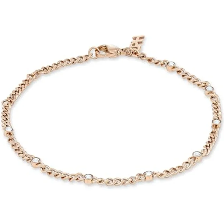 Copenhagen STUDIOS Glittery Armband, roségold, Damenarmband aus poliertem Edelstahl mit Strasssteinen, verstellbare Länge (17-21 cm), wasserfest