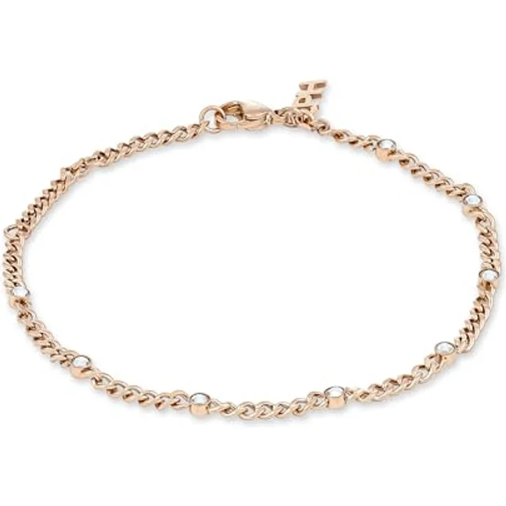 Copenhagen STUDIOS Glittery Armband, roségold, Damenarmband aus poliertem Edelstahl mit Strasssteinen, verstellbare Länge (17-21 cm), wasserfest – Bild 1