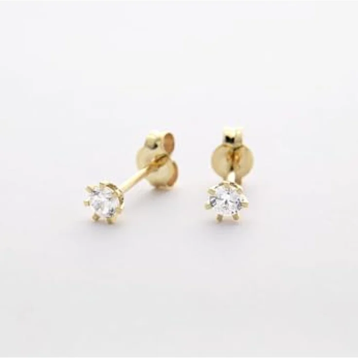 FAVS Damen-Ohrstecker 375er Gelbgold mit 2 Zirkonia, zeitloses Design – Bild 3