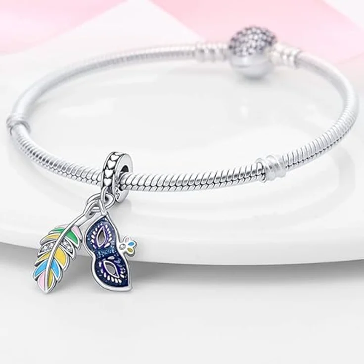 TINSLO Charm Anhänger Damen 925 Sterling Silber mit Zirkonia-Steinen, kompatibel mit Pandora Armband und Halskette, ideal als Geschenk für Frauen und Mädchen – Bild 3