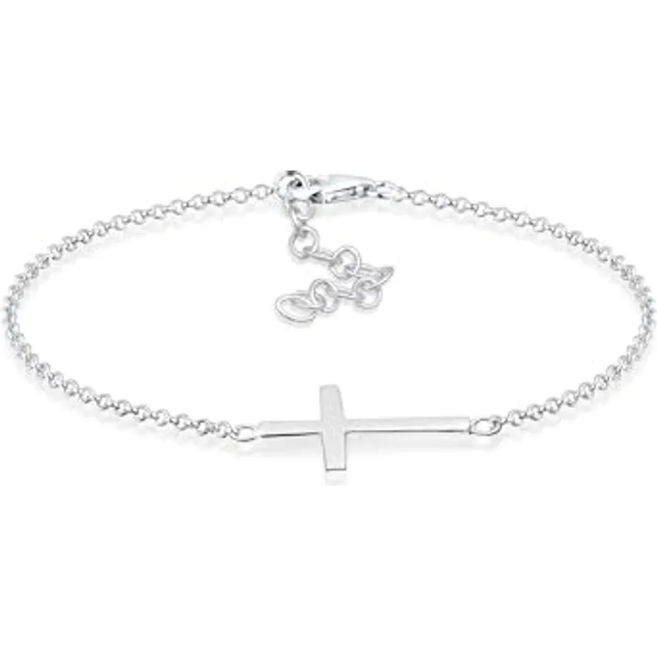 Elli Damen Armband Kreuz Glaube, 925 Sterling Silber rosévergoldet, erweiterbar bis 3 cm