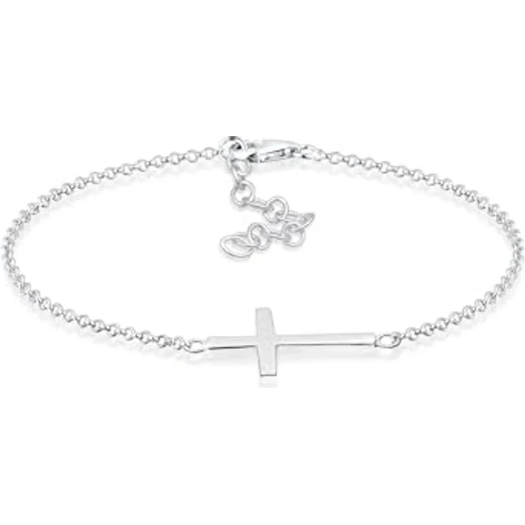 Elli Damen Armband Kreuz Glaube, 925 Sterling Silber rosévergoldet, erweiterbar bis 3 cm – Bild 1
