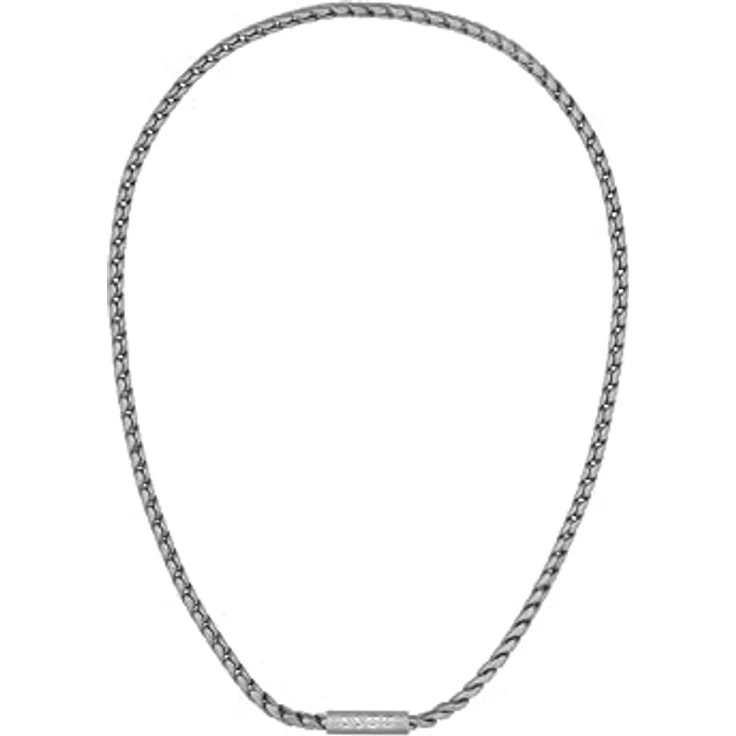 BOSS DORAN Edelstahl Gliederhalskette für Herren mit gravierter Plakette, 558 mm, geflochtenes Design, magnetischer Kugelverschluss – Bild 3