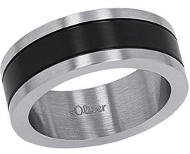 s.Oliver Herrenring, Edelstahl IP schwarz, Größe 60/19, hochabriebfest und kratzgeschützt, inkl. Geschenkbox
