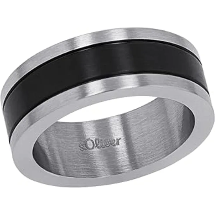s.Oliver Herrenring, Edelstahl IP schwarz, Größe 60/19, hochabriebfest und kratzgeschützt, inkl. Geschenkbox