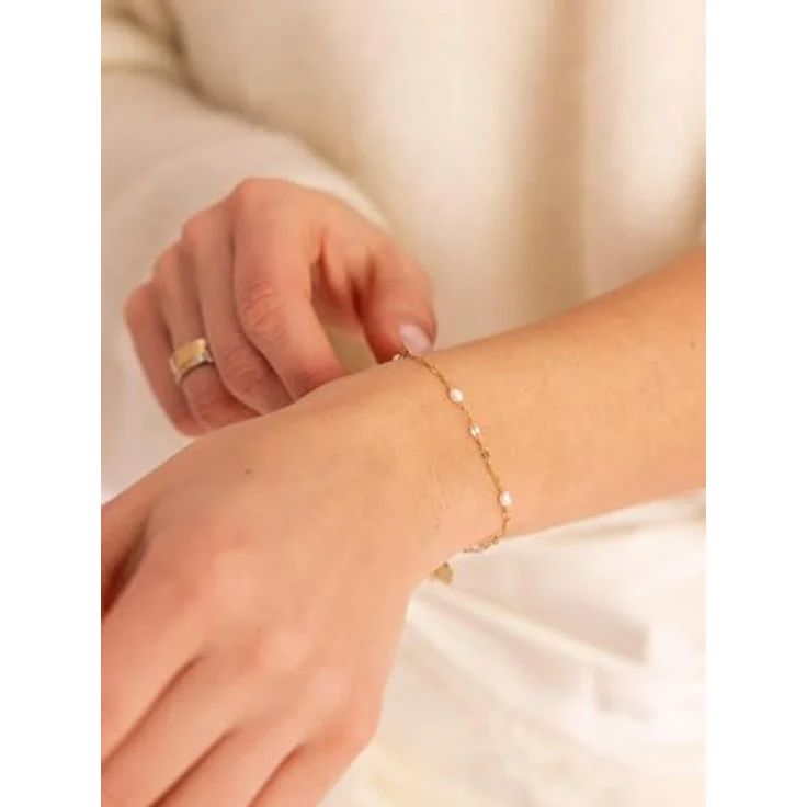 Purelei Delicate Pearl Armband für Damen, Edelstahl Armband mit Süßwasserperlen, verstellbar in Gold – Bild 2