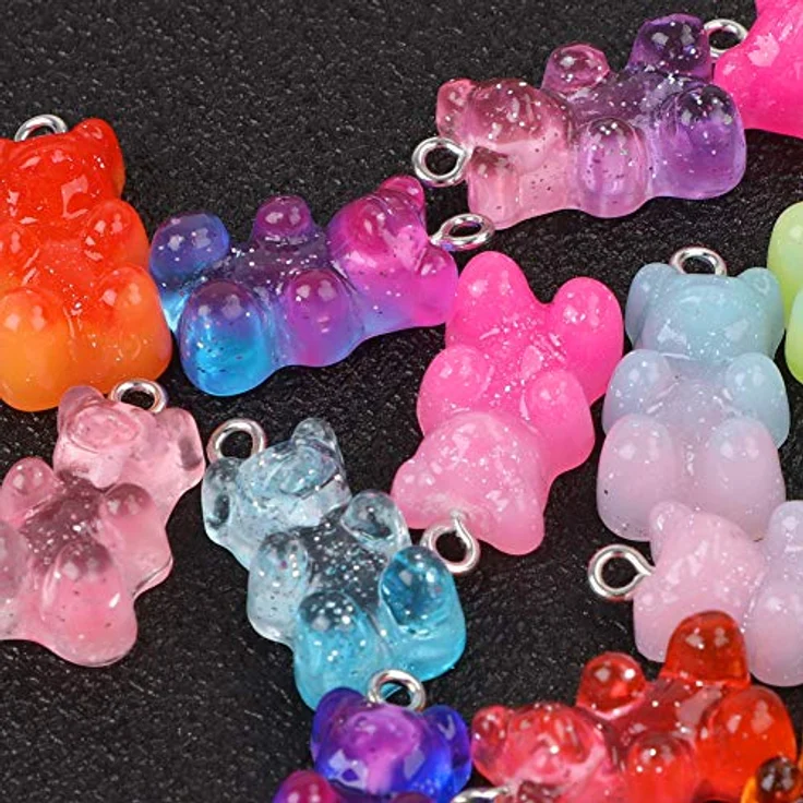 Feelava 100 Stück bunte Gelatine-Anhänger, leuchtende Farben für kreatives Basteln, wiederverwendbar und hochwertig – Bild 3