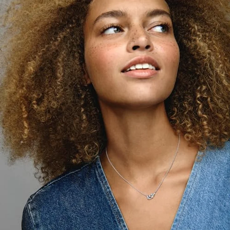 PANDORA Timeless Funkelnde Mond & Stern Collier-Halskette, Sterling Silber mit Zirkonia, verstellbare Länge 45cm, 392991C01-45 – Bild 4