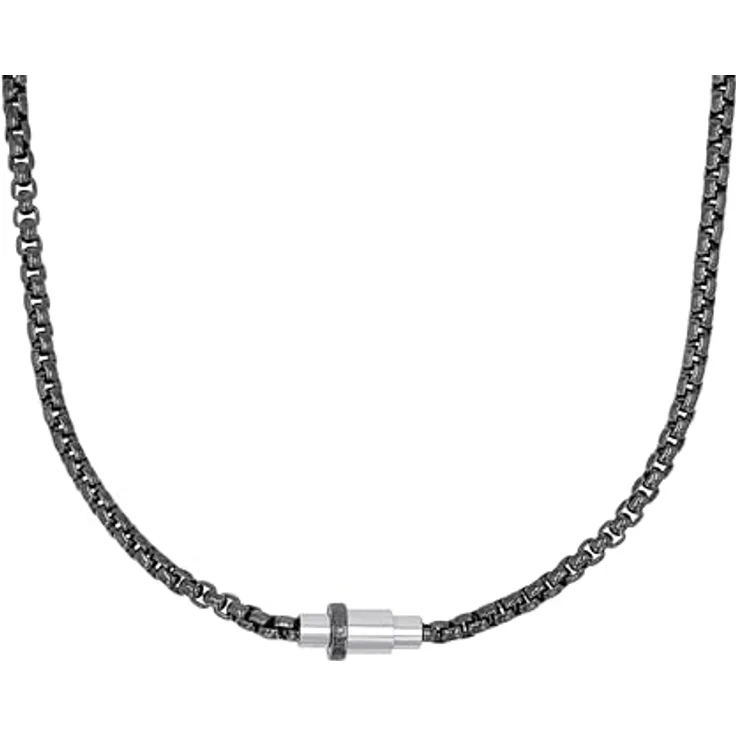 JOOP! Edelstahl Halskette für Herren, 60 cm, Silber mit praktischen Gewindeverschluss, in Schmuck Geschenk Box