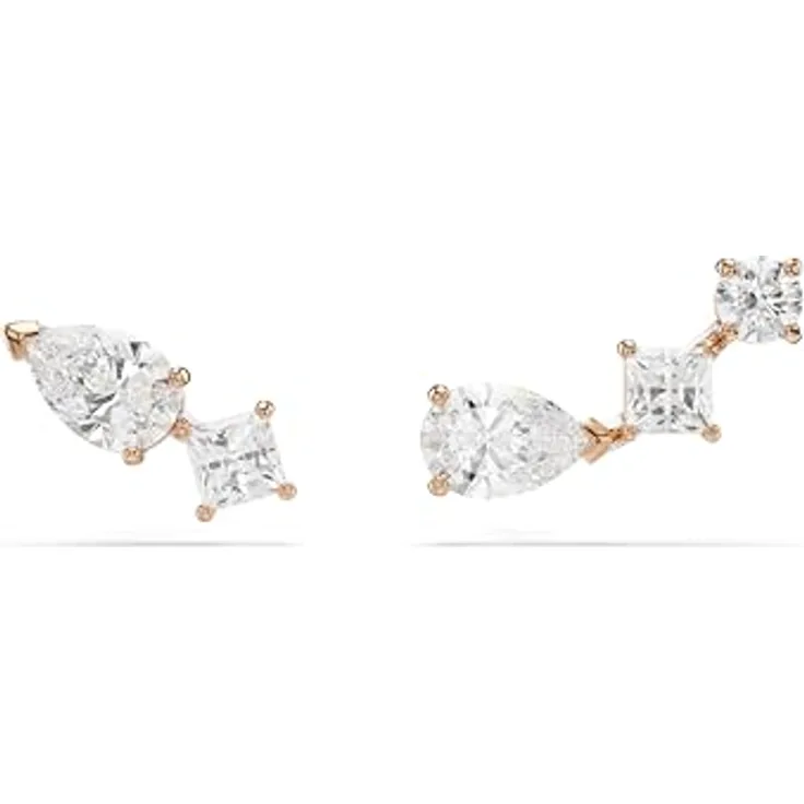 Swarovski Mesmera Ohrstecker, Rosé Vergoldete Ohrringe mit Strahlenden Swarovski Kristallen, asymmetrisches Design für elegante Looks