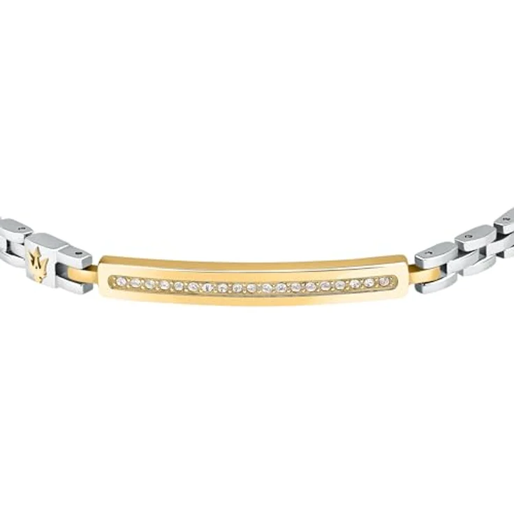 Maserati Herrenarmband Ironic Kollektion, Stahl mit Zirkonen, 21,5 cm, edles Design mit Dreizack-Emblem – JM224AVD41 – Bild 2