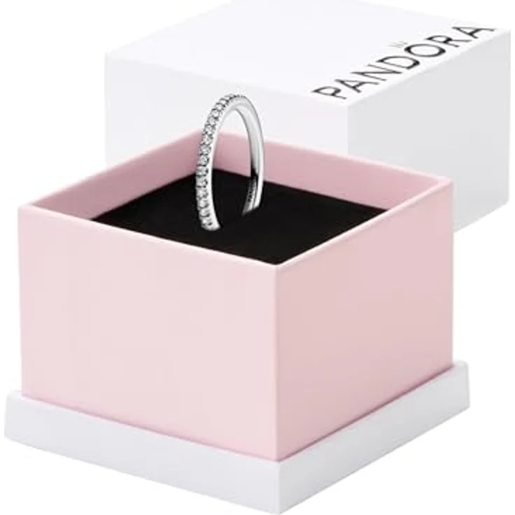 PANDORA Timeless Funkelnder Band-Ring aus Sterling Silber mit Cubic Zirkonia, Größe 56, quadratisches Profil – Bild 1