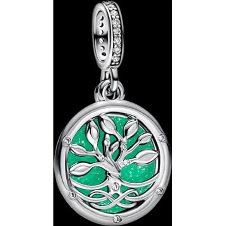 PANDORA Moments Im Dunkeln Leuchtender Unendlichkeitsbaum Doppelter Charm-Anhänger, Sterling Silber mit Zirkonia, Kompatibel mit Moments und ME Armbändern, 793599C01 – Bild 4