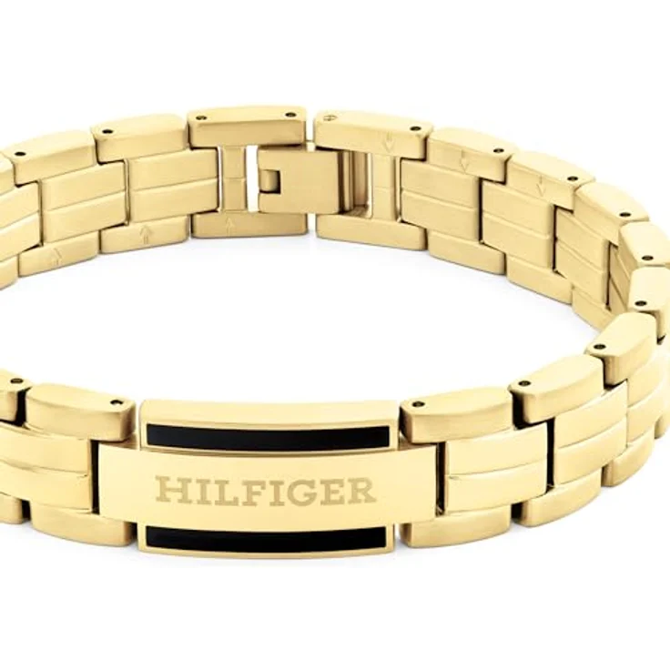 Tommy Hilfiger Jewelry Armband aus Edelstahl mit Gelbgold-Ion-Beschichtung, Knebelverschluss, 190 mm, Ikonisches blaues Emaille-Detail – Bild 2