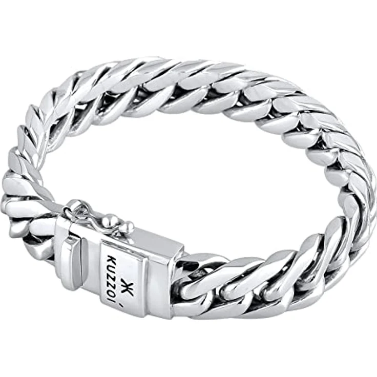 Kuzzoi Buddha Silber-Armband, handgefertigtes Panzerarmband aus 925er Sterling Silber, 14 mm, 90g, Sicherheitsverschluss, ideal als Geschenk – Bild 2