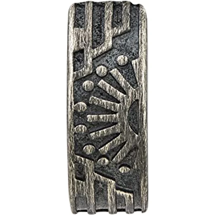 caÏ Herren Single Creole 925/- Sterling Silber, 1,3 cm, matt silbergrau mit Sonnen-Muster, handgefertigter Echtschmuck – Bild 2