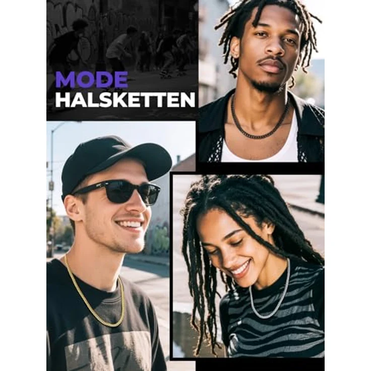 Richsteel Herren Halskette Klassische Panzerkette, Edelstahl Silber, 3/6/9/12mm breit, kubanische Hip-Hop Kette, 36-76cm als Herren Geschenk – Bild 3
