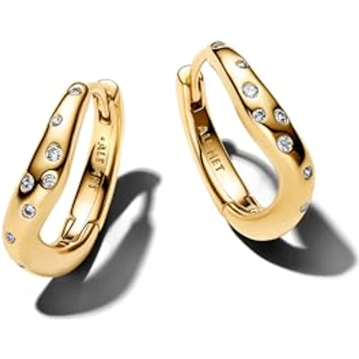 PANDORA 14 K vergoldete Ohrringe mit klaren Cubic Zirkonia, hochwertiger Schmuck für Damen