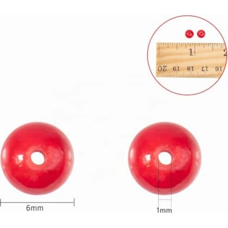 NBEADS Gefärbte Jade Perlen, rote runde Edelsteinperlen, 6 mm, 1 Strang ca. 65 Stück für DIY Schmuckherstellung – Bild 2