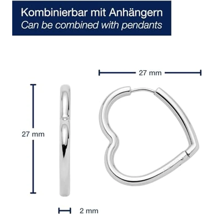 JEWELS BY LEONARDO Creole Lulu, silberfarbene Klapp-Kreolen aus Edelstahl in Herzform, allergikerfreundlich, 2,7 cm – Bild 2